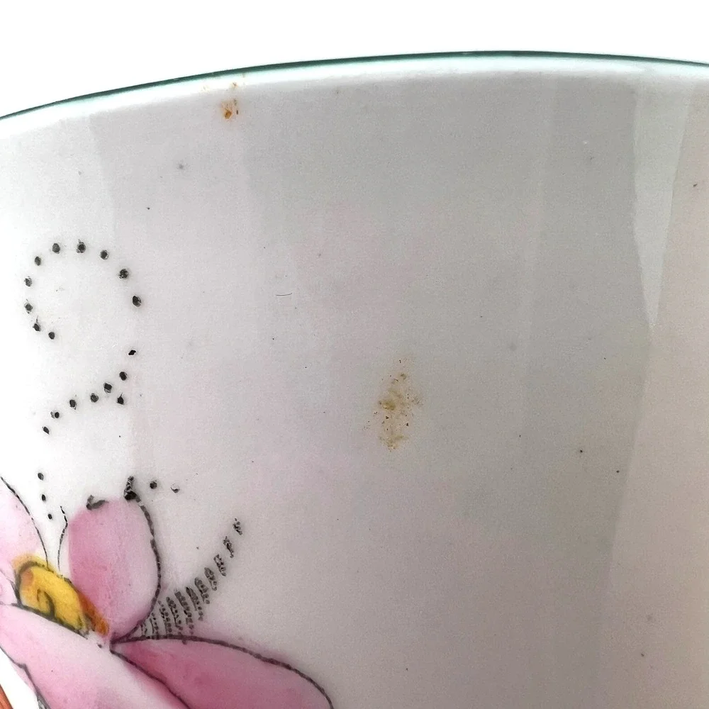 VTG Phoenix China England Floral Cup & Saucer TF&S Ltd Hand Painted Handle 1930s